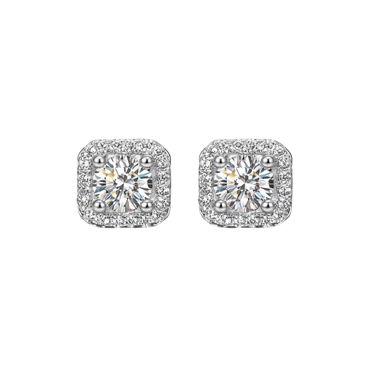 Arete stud moissanita halo Pavé — BRAVA