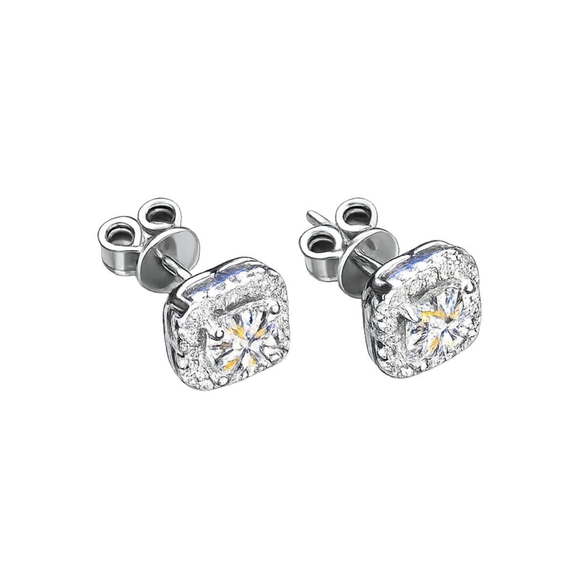 Arete stud moissanita halo Pavé — BRAVA