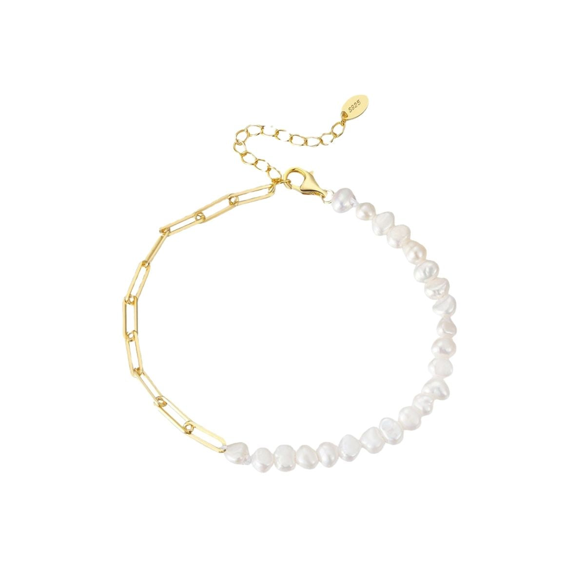 Pulsera dual Cadena y perlas — BRAVA